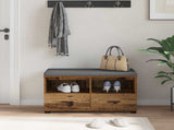 Hall Bench Old Wood 80 x 38 x 46 cm Engineered Wood and Fabric 891462