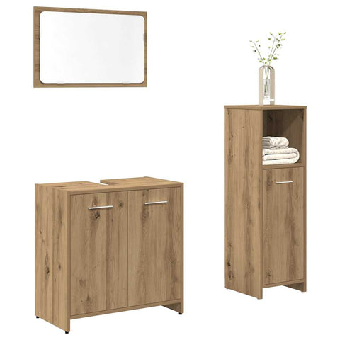 ZNTS 3 Piece Bathroom Furniture Set Artisan Oak Engineered Wood 3328560