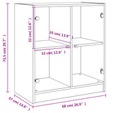 Side Cabinet with Glass Doors Grey Sonoma 68x37x75.5 cm 836425