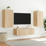 3 Piece TV Wall Cabinets with LED Lights Sonoma Oak 3216876