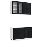 Kitchen Unit LUCCA 4 pcs Black Engineered Wood 3438316
