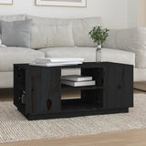 Coffee Table Black 90x49x40.5 cm Solid Wood Pine 814403