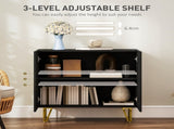 Modern Luxe High Gloss Sideboard, with Hairpin Legs - Black T3398P377928
