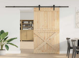 Sliding Door NARVIK Natural and Black 95 x 210 cm 3445393