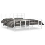 Metal Bed Frame without Mattress with Footboard White 183x213cm 355633