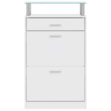 241244 Shoe Cabinet with a Drawer and a Top Glass Shelf Wood White
