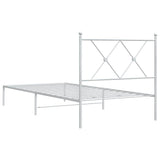 Metal Bed Frame without Mattress with Headboard White 90x190cm 376543