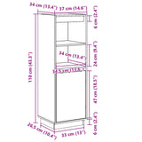 Highboard Grey 37x34x110 cm Solid Wood Pine 813517