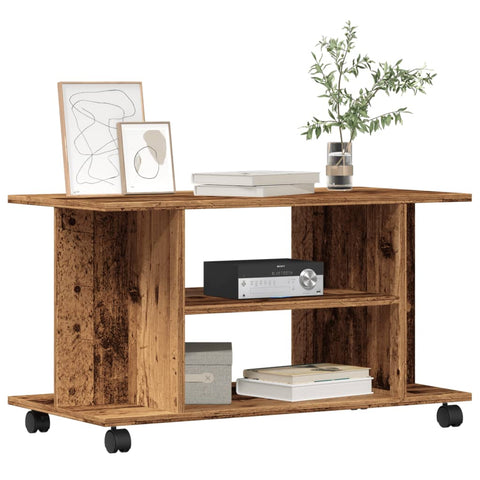 ZNTS TV Cabinet with Castors Old Wood 80x40x45 cm Engineered Wood 855790