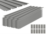 Set of 12 Corrugated Steel Roof Sheet Panels - Light Grey T3398P377582