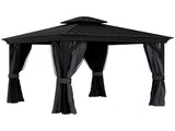 3.65 x 3m Aluminium Hardtop Gazebo, with Accessories - Dark Grey T3398P318785