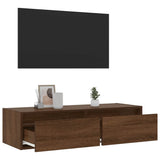 TV Cabinet with LED Lights Brown Oak 100X35.5x25 cm 860244