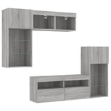 5 Piece TV Wall Units with LED Grey Sonoma Engineered Wood 3216730