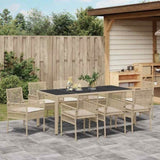 Garden Dining Set 9 pcs Beige PE rattan 3334892