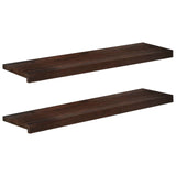 Stair Treads 2 pcs 90 x 30 x 2 cm Dark Brown Solid Beech Wood 3446168