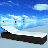 Sun Lounger Black and Cream White 317104