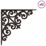 Wall Shelf Brackets 12 pcs Antique Brown 9.5 x 9.5 x 3 cm Steel 42038811