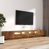 3 Piece TV Cabinet Set with LED Lights Smoked Oak Engineered Wood 3120176