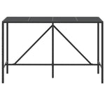 ZNTS Bar Table with Glass Top Black 180x70x110 cm Poly Rattan 362591