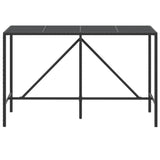 ZNTS Bar Table with Glass Top Black 180x70x110 cm Poly Rattan 362591