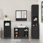 ZNTS 3 Piece Bathroom Furniture Set Black Engineered Wood 3301060
