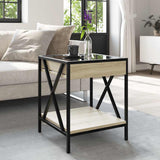 Coffee Table with Infinity LED Sonoma Oak 40x40x49 cm 847693