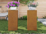 Plant Stand 2 pcs Rusty 24 x 24 x 75 cm Weathering Steel 865826