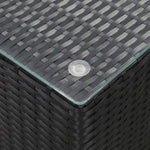 Side Tables 3 pcs with Glass Top Black Poly Rattan 46984