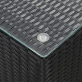 Side Tables 3 pcs with Glass Top Black Poly Rattan 46984