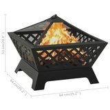 ZNTS Fire Pit with Poker 64 cm XXL Steel 311894