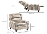 Wingback Recliner Armchair for Living Room, Pushback Reclining Chair with Round Armrests, Footrest T3398P330384