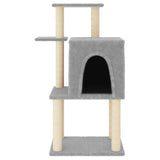 Cat Tree with Sisal Scratching Posts Light Grey 97 cm 172065