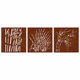 Garden Wall Decorations 3 pcs 55x55 cm Corten Steel Grass Design 824509