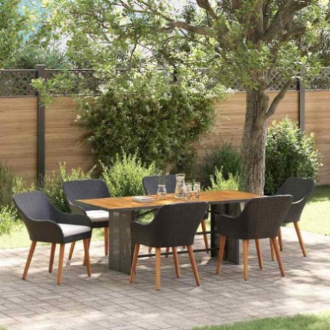 Garden Dining Set 7 pcs Black and brown Poly Rattan 3261623
