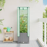 Raised Bed with Greenhouse Cover Rattan Look 40x40x139 cm 4015855