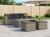 Garden Footstool with Cushion 2 pcs Grey Poly Rattan 42026872