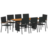 Garden Dining Set 9 pcs Black and Brown Poly Rattan 3365432