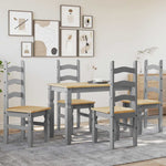 ZNTS 5 Piece Dining Set Panama Grey Solid Wood Pine 3345198