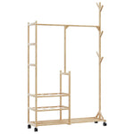 ZNTS Clothes Rack with Shelves and Wheels 100x38x175.5 cm Bamboo 4008919