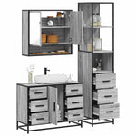 ZNTS 3 Piece Bathroom Furniture Set Grey Sonoma Engineered Wood 3301173