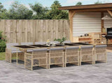 11 Piece Garden Dining Set with Cushions Beige Poly Rattan 3210756