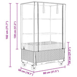 Raised Bed with Cover and Wheels Rattan Look 80x50x182 cm 4015836