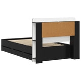 Bed Frame with Storage Black 75 x 190 cm Engineered Wood 3433991