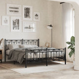 Metal Bed Frame without Mattress with Footboard Black 150x200cm 376148