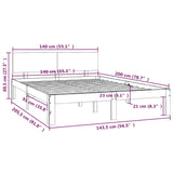 Bed Frame without Mattress Solid Wood Pine 140x200cm 810495