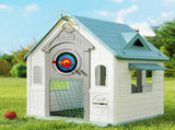 5-in-1 Playhouse Kids Outdoor Indoor with Basketball Hoop, Football Goal, Dartboard, Ring Toss T3398P378981
