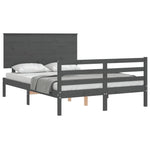 ZNTS Bed Frame without Mattress Grey 140x190 cm Solid Wood 3195203