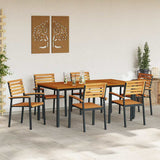 Garden Dining Set 7 pcs Black Solid Acacia Wood 3284402