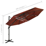 Garden Parasol Terracotta Polyester, Powder-Coated Aluminium Large 313833