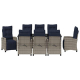 Garden Dining Set with Cushion 9 pcs Grey Poly Rattan 3380476